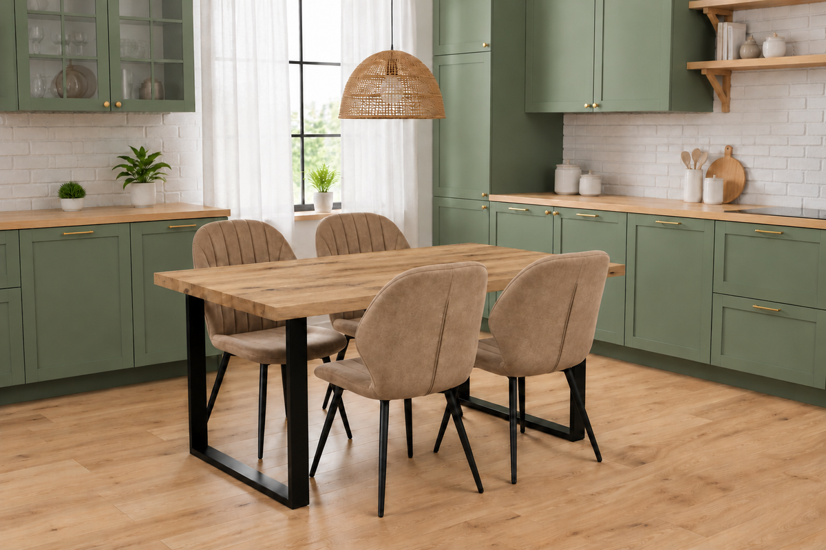 Colorado Dining Table with 4 Jaydn Leather Chairs