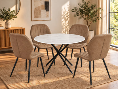 Seattle Dining Table with 4 Jaydn Leather Chairs