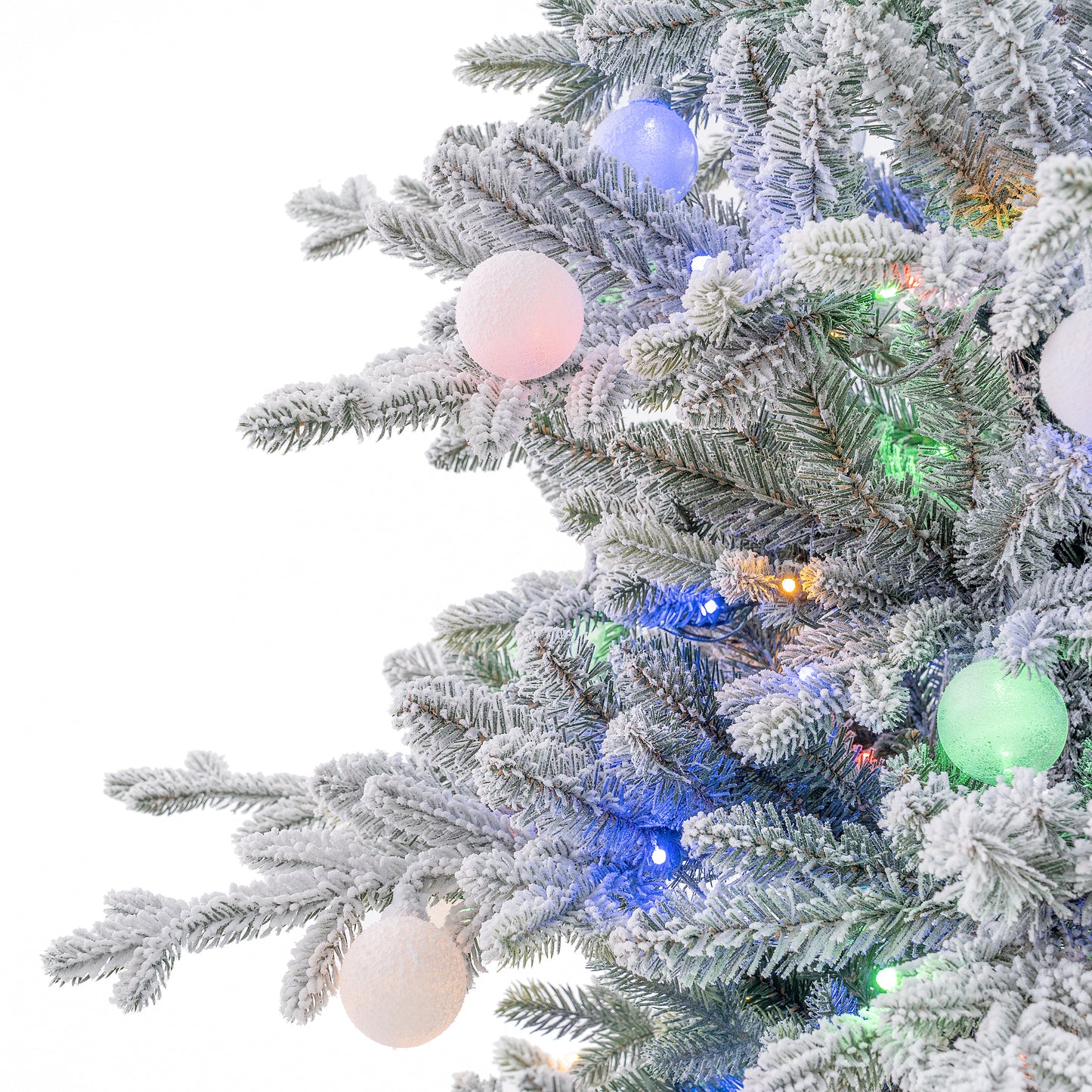 Aurora Winter Glow 6ft Flocked White Multi-Colour Christmas Tree