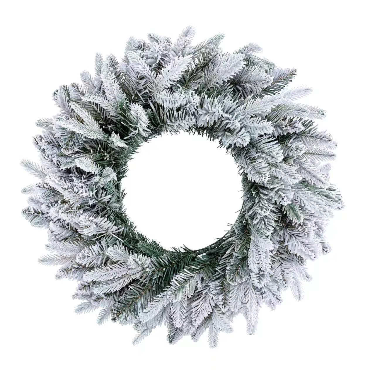 60cm Premium Mixed branch prelit Snow Flocked Christmas Wreath - with timer