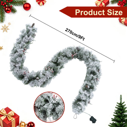 Aurora Winter Glow Christmas Garland, flocked white with multi colour and multi function