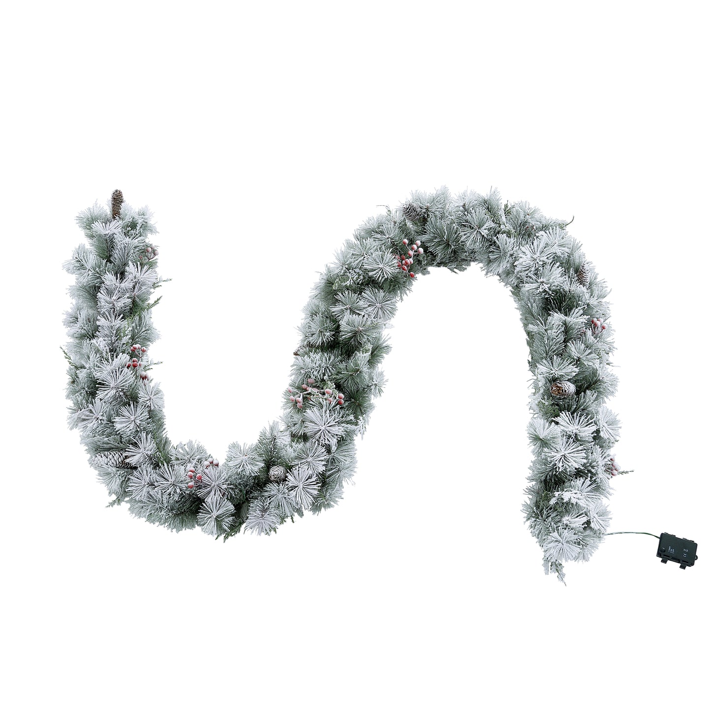 Aurora Winter Glow Christmas Garland, flocked white with multi colour and multi function