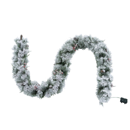 Aurora Winter Glow Christmas Garland, flocked white with multi colour and multi function