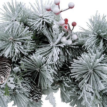 Aurora Winter Glow Christmas Garland, flocked white with multi colour and multi function