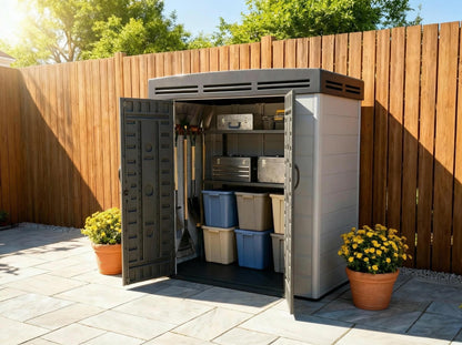 6x4ft plastic shed with window and aluminium structured support - Madefor.Living