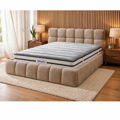 The Maya Plush Ottoman Bed with Sleeply Hybrid Pocket Sprung Mattress – Double & King (Package Deal)