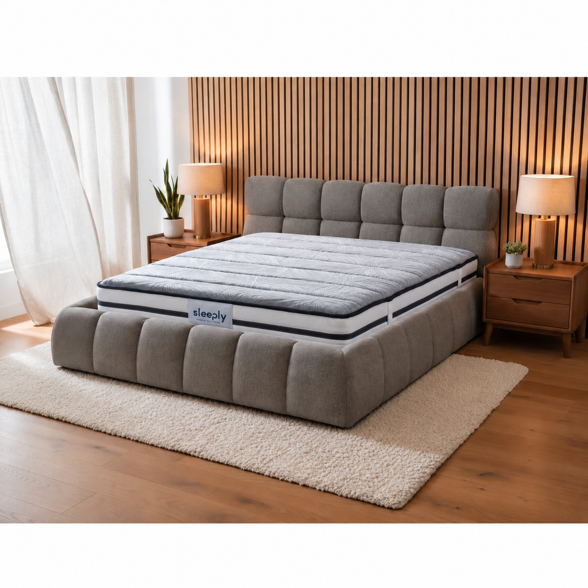 The Maya Plush Ottoman Bed with Sleeply Hybrid Pocket Sprung Mattress – Double & King (Package Deal)