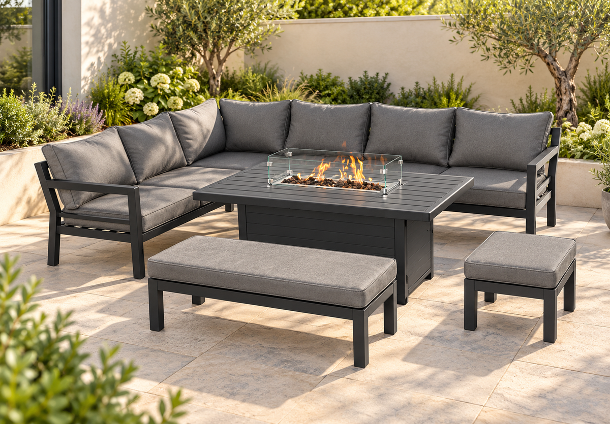 The Thatto Heath Eight-Seater Corner Firepit Garden Set
