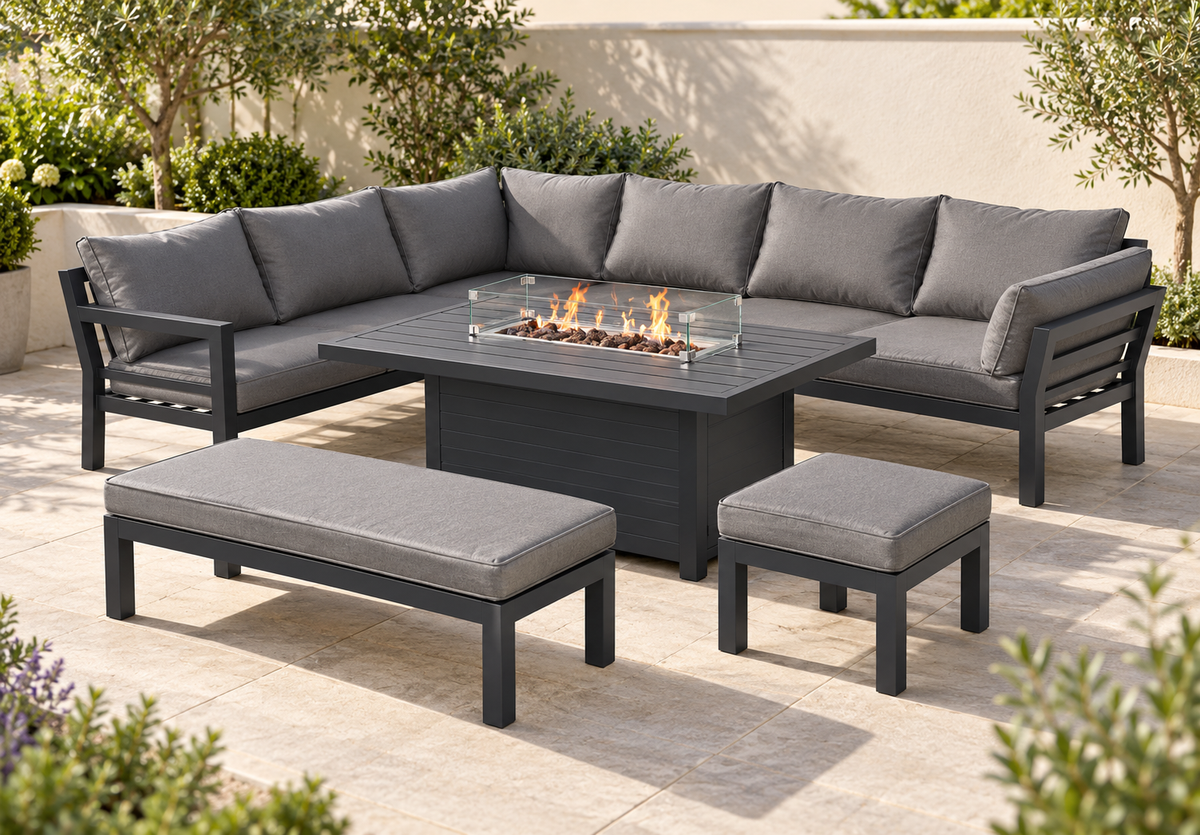 The Thatto Heath Eight-Seater Corner Firepit Garden Set