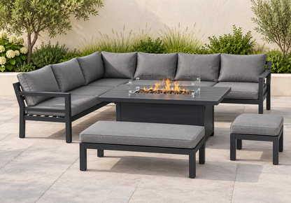 The Thatto Heath Eight-Seater Corner Firepit Garden Set