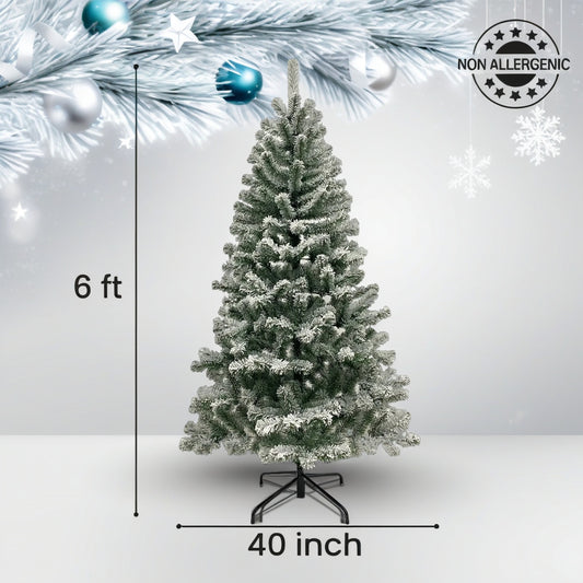 6FT Premium Snow Filled Grand Fir Full Artificial Christmas Tree 1000 Branch Tips