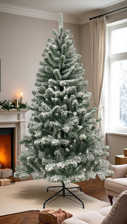 6FT Premium Snow Filled Grand Fir Full Artificial Christmas Tree 1000 Branch Tips