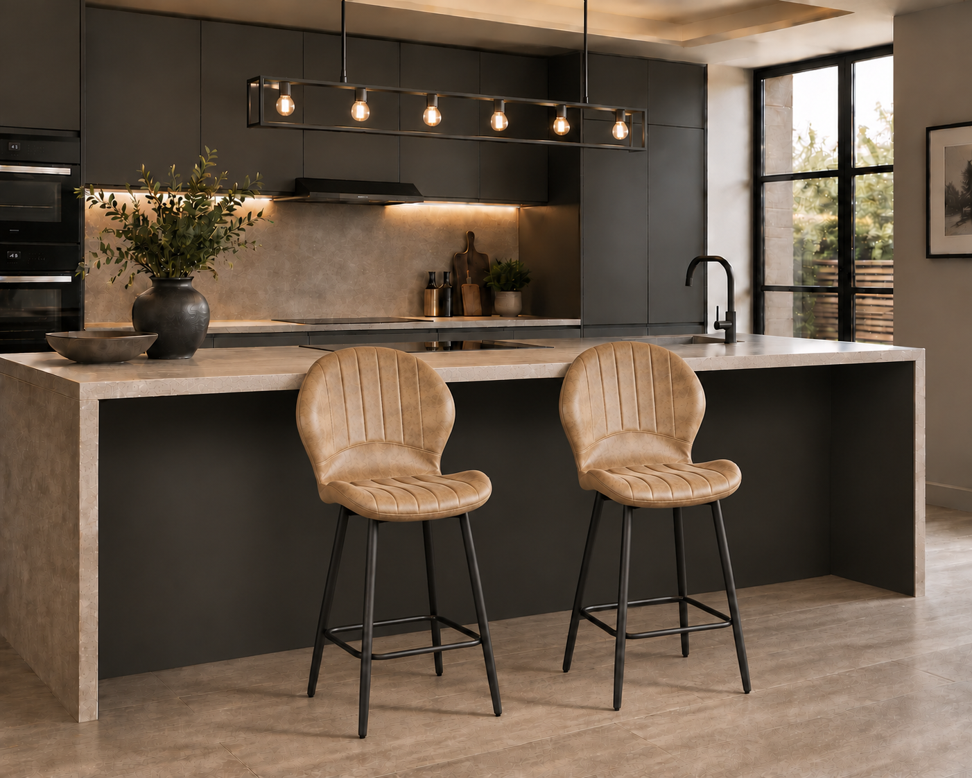 Jaydn Distressed Leather Comfort Bar Stools