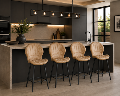 Jaydn Distressed Leather Comfort Bar Stools