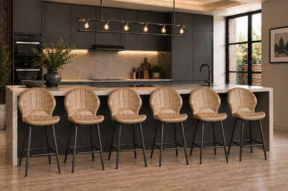 Jaydn Distressed Leather Comfort Bar Stools