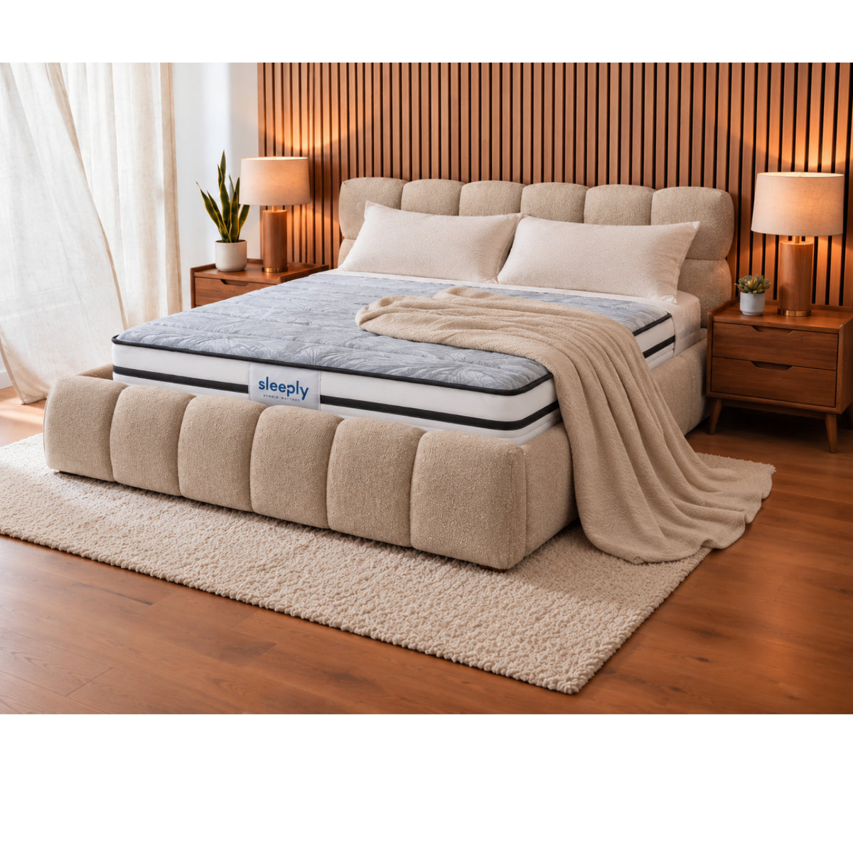 The Maya Plush Ottoman Bed with Sleeply Hybrid Pocket Sprung Mattress – Double & King (Package Deal)