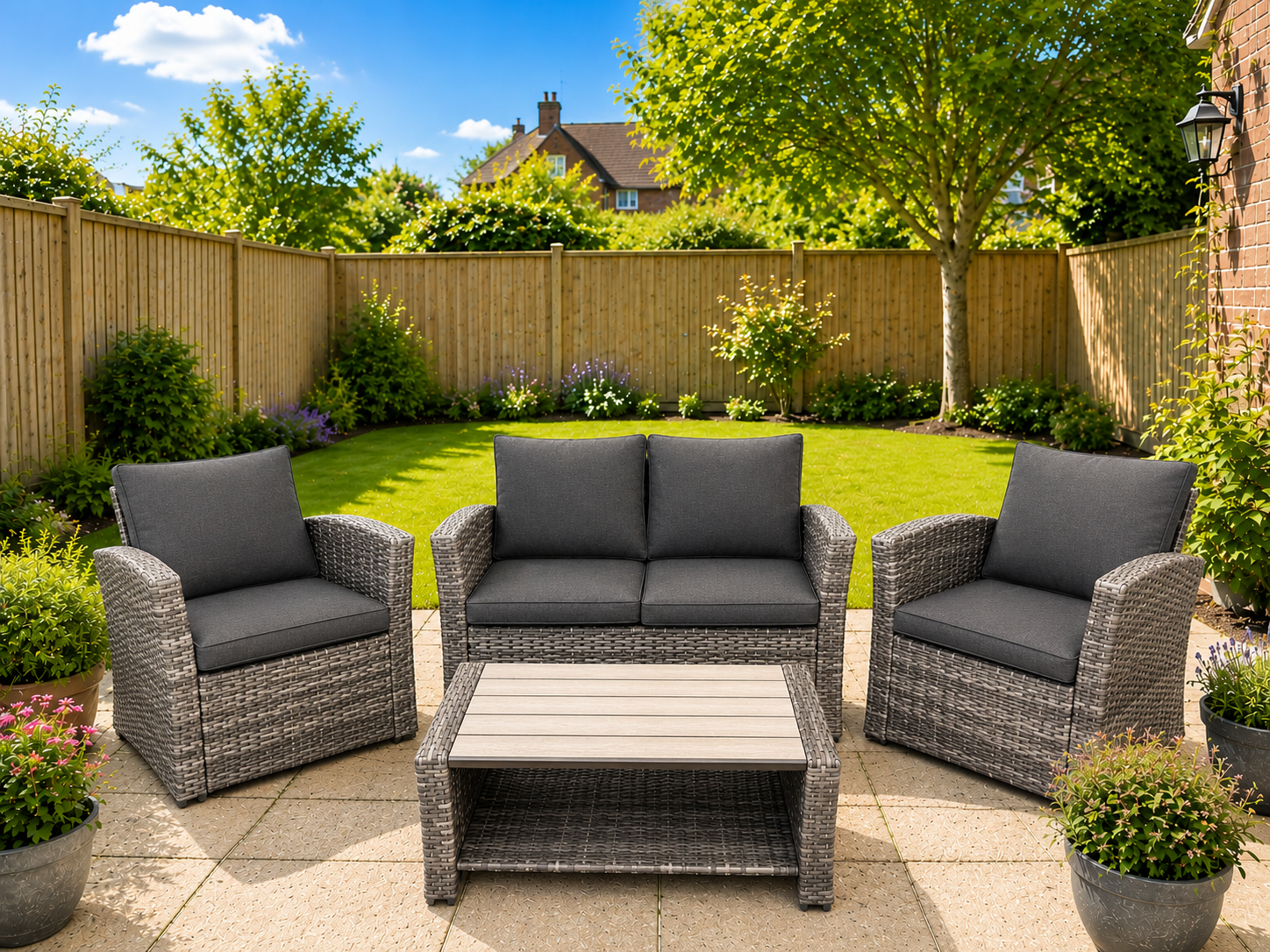 The Wilmslow 4 Seat Rattan Sofa Lounge Set - Madefor.Living