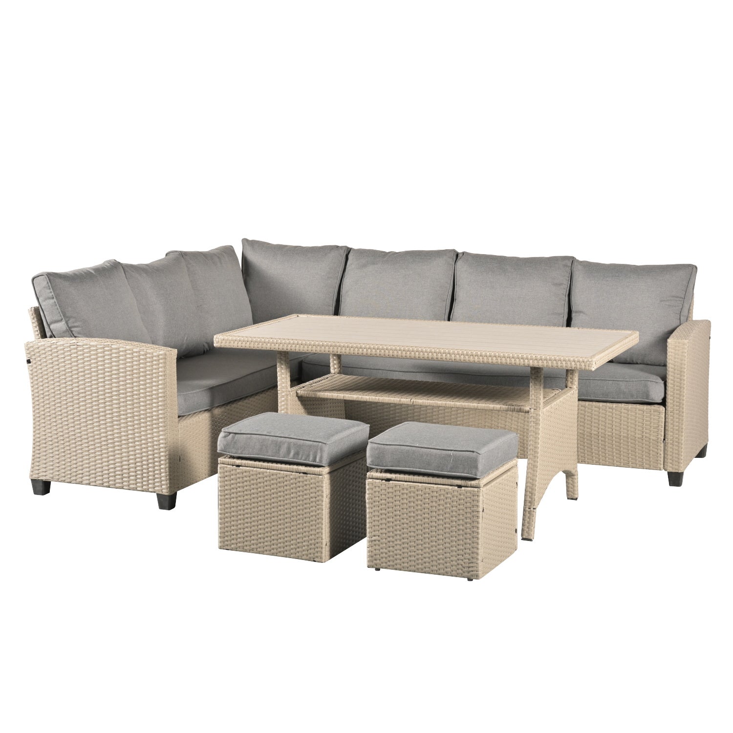 York 8 Seat grey rattan corner sofa dining set - Madefor.Living