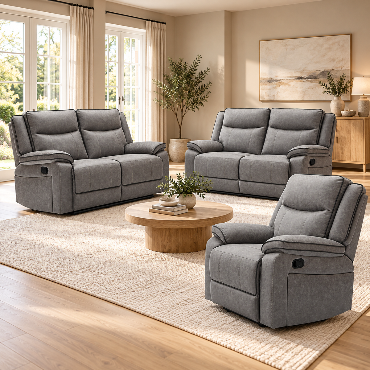 The Tia-Rose Grey Manual Recliner Collection