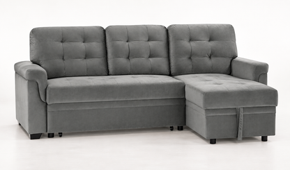 The Beacon Reversible Corner Sofa Bed with Storage – Grey Velvet