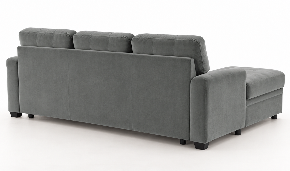 The Beacon Reversible Corner Sofa Bed with Storage – Grey Velvet