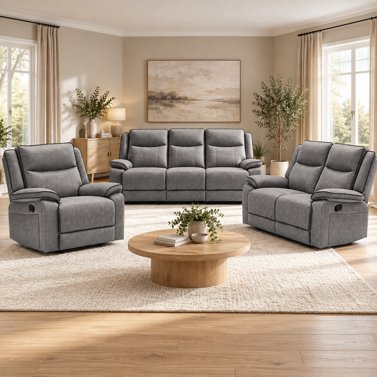 The Tia-Rose Grey Manual Recliner Collection