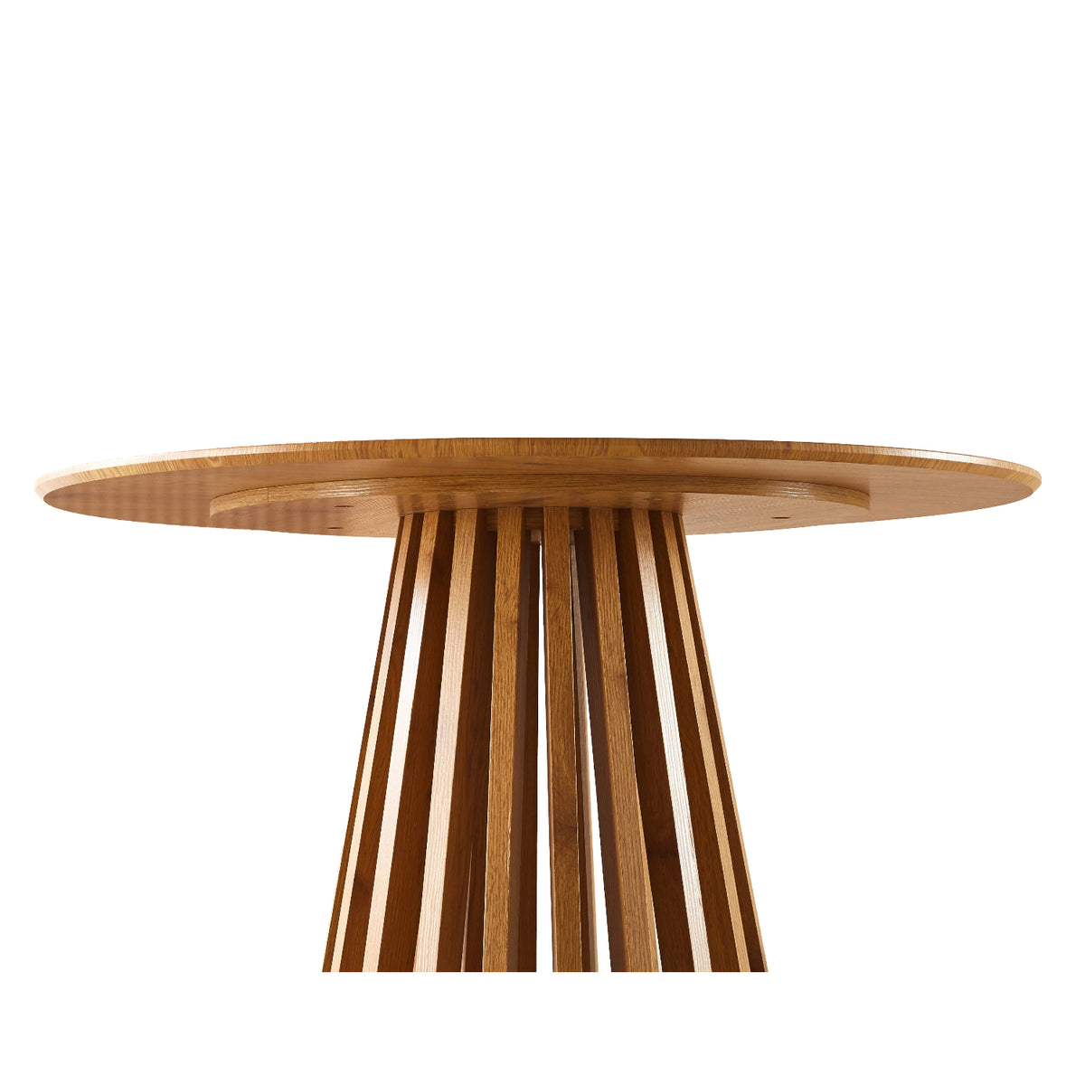 Kayci Round Oak Dining Table with 4 Emily Chairs