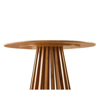 Kayci Round Oak Dining Table with 4 Charlotte Velvet Chairs