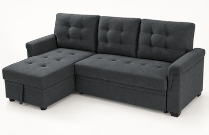 The Beacon Reversible Corner Sofa Bed with Storage – Dark Grey Linen