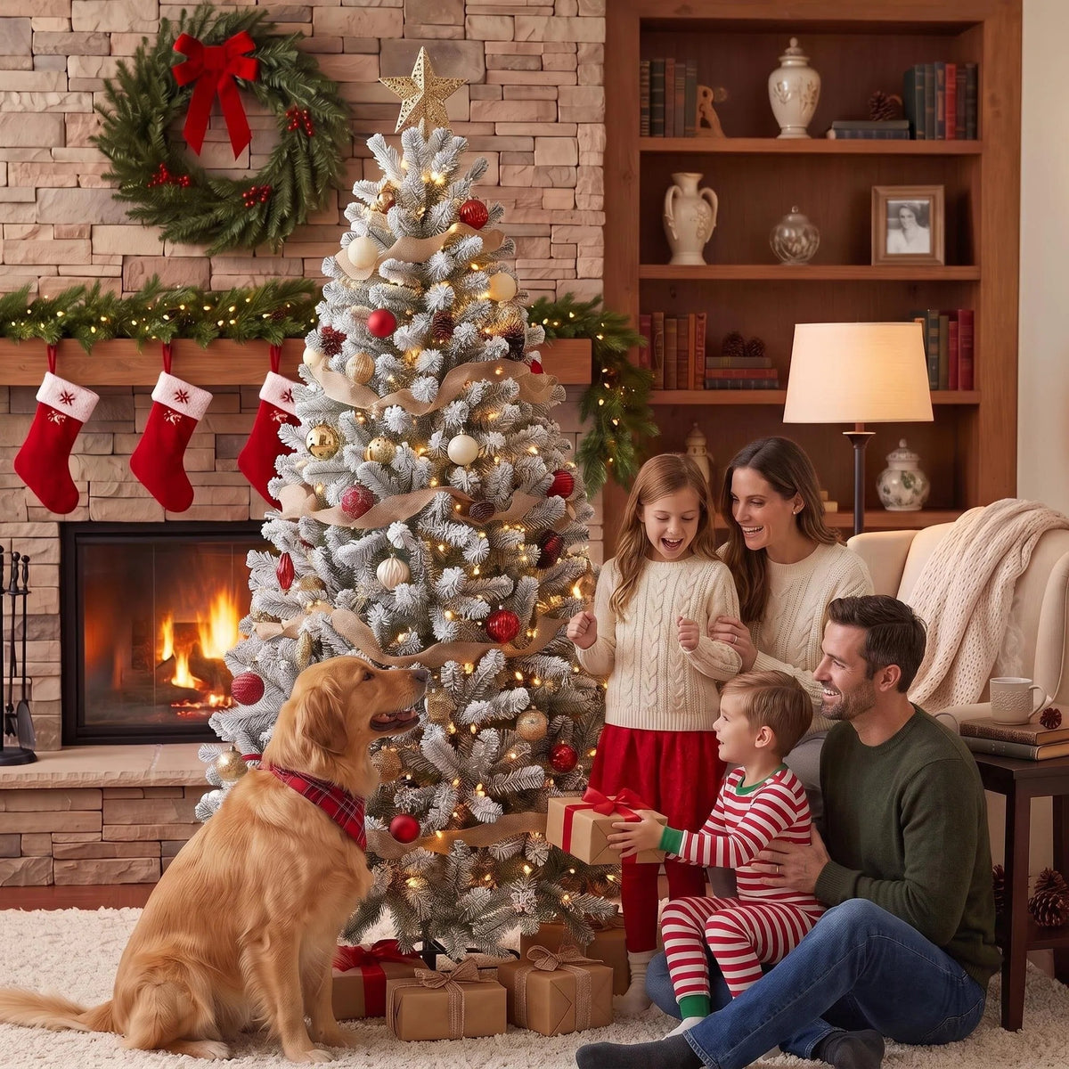 Festive Christmas 6ft Frosted Full White Fir Tree