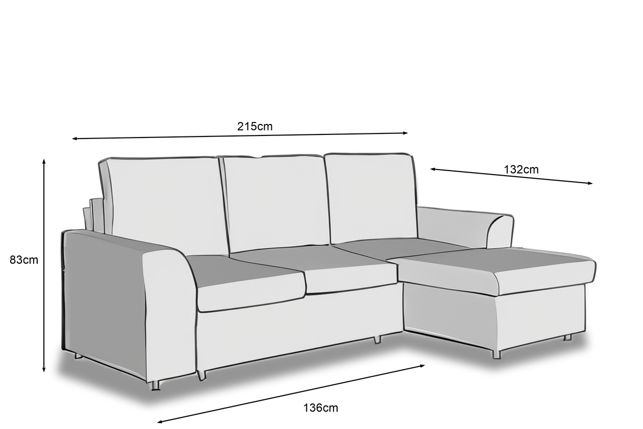 Manhattan Grey 3 Seat Corner Sofa Bed Set - Left or Right