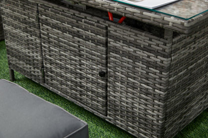 The Tarporley Grey 9 Seat Corner Firepit Rattan Dining Set - Madefor.Living