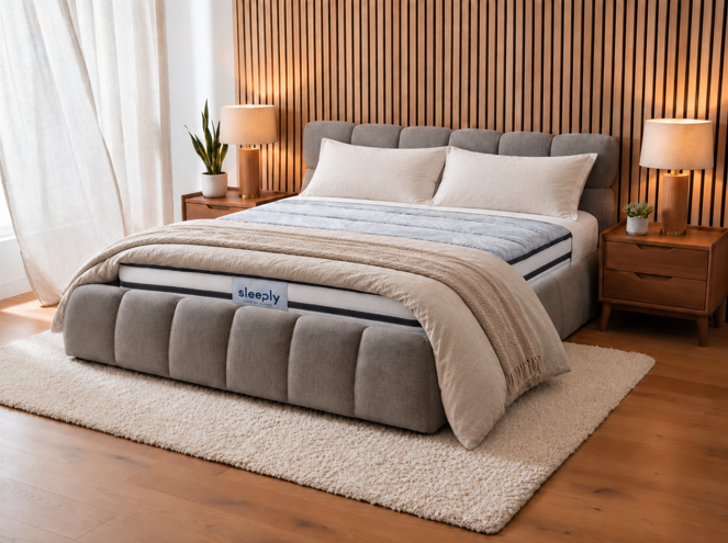 The Maya Plush Ottoman Bed with Sleeply Hybrid Pocket Sprung Mattress – Double & King (Package Deal)