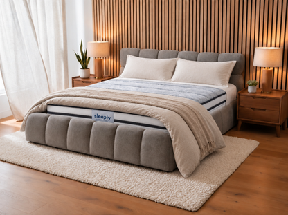 The Maya Plush Ottoman Bed with Sleeply Hybrid Pocket Sprung Mattress – Double & King (Package Deal)