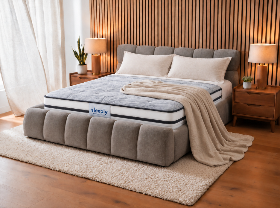 The Maya Plush Ottoman Bed with Sleeply Hybrid Pocket Sprung Mattress – Double & King (Package Deal)