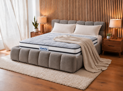 The Maya Plush Ottoman Bed with Sleeply Hybrid Pocket Sprung Mattress – Double & King (Package Deal)