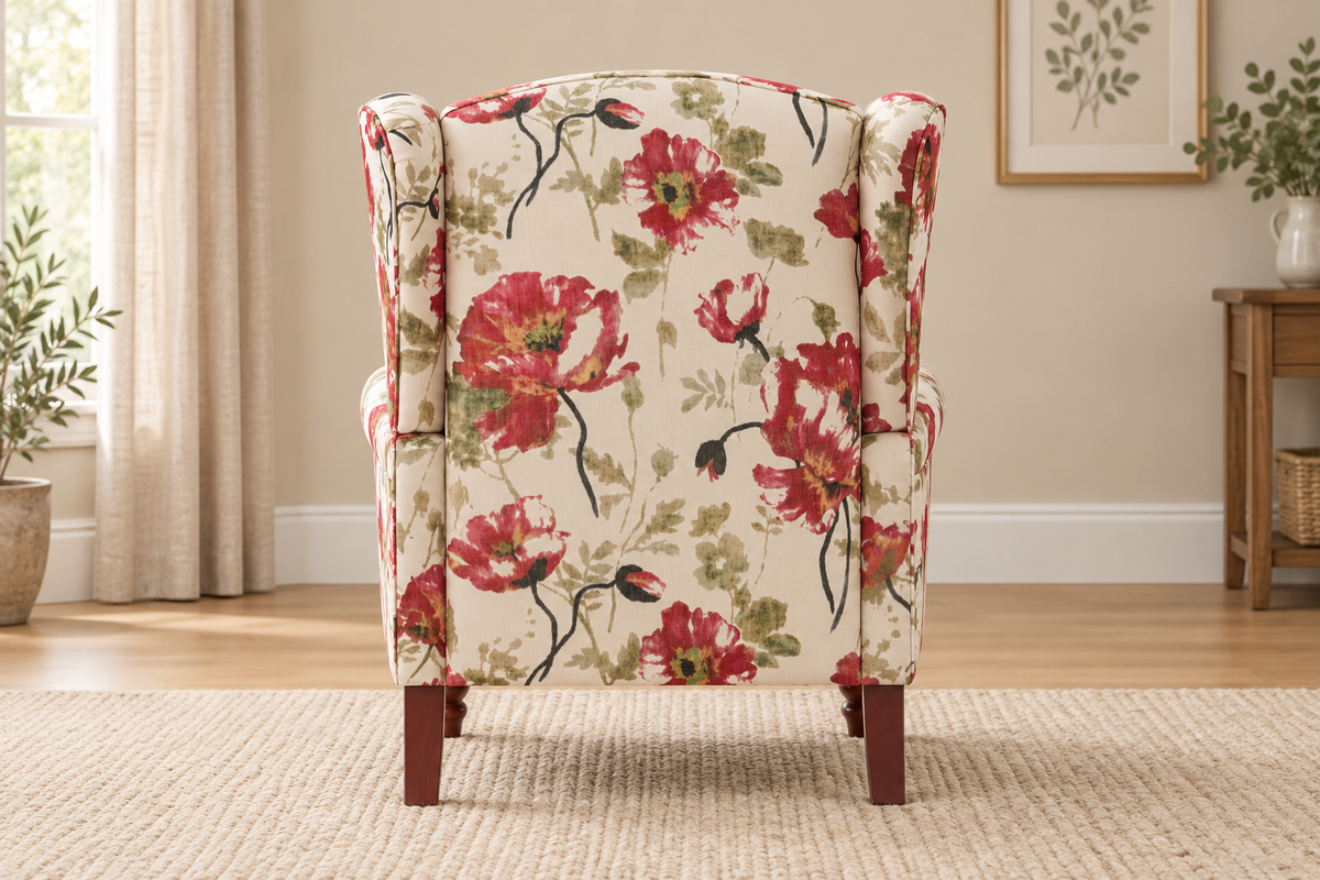Poppy Floral Wingback Chair