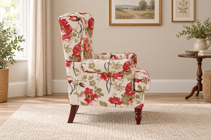 Poppy Floral Wingback Chair