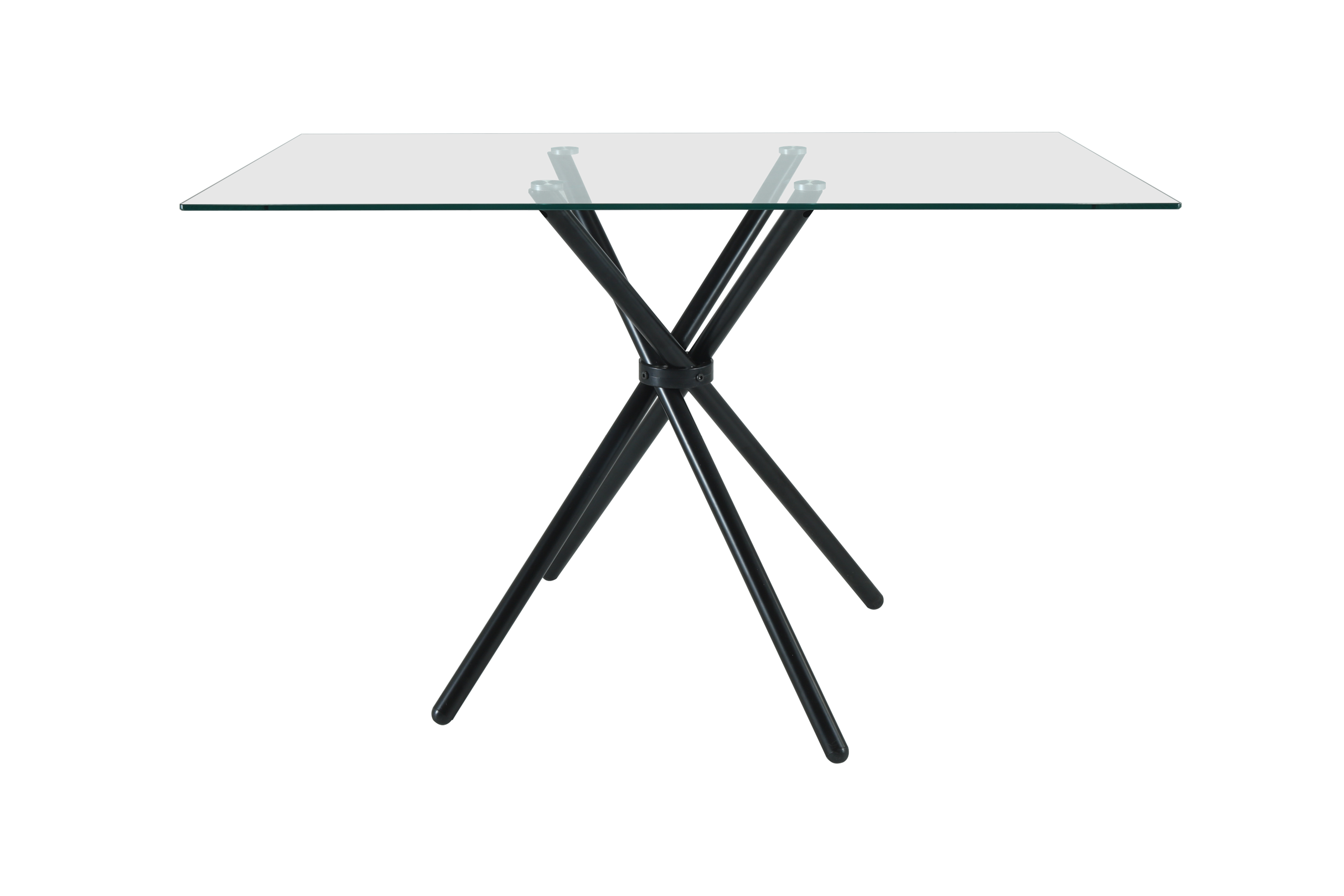 Miami Rectangle Glass Dining Table with starburst black legs