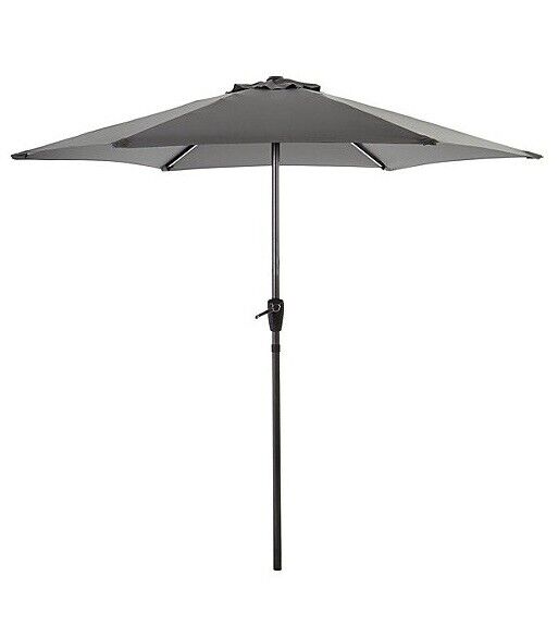 Garden Grey 2m Parasol Umbrella Parasol, Crank Handle Patio