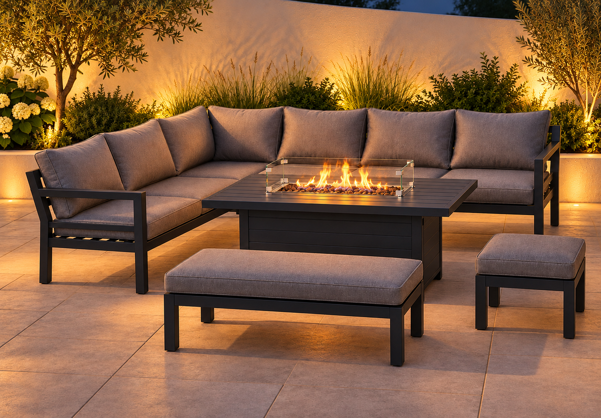 The Thatto Heath Eight-Seater Corner Firepit Garden Set