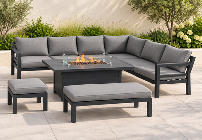 The Thatto Heath Eight-Seater Corner Firepit Garden Set